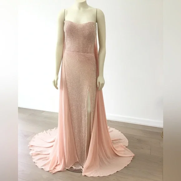 open lace back dress Peach Ruffle Layered Ball Gown Prom Dresses Long Sleeve Quince Dress 6   Viniodress